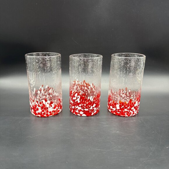 St Nicholas Square Jolly Confetti Tumblers Red White Christmas Set Of 3 Glasses - Picture 2 of 7